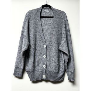 OUTERKNOWN Heathered Gray Organic Cotton/Baby Alpaca Button Front Cardigan, XS/S